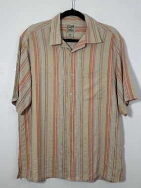 TravelSmith Mens Size Large Utility Shirt Vintage 100% Silk Used Good Condition